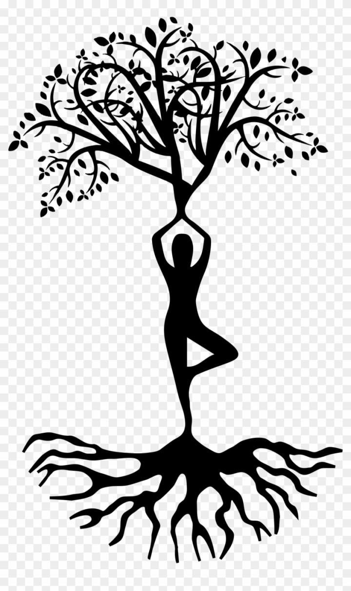 Yoga Tree Pose Silhouette Transparent Background, Yoga Styling Plants  Leaves Yoga Figures And Trees, Abstract Character, Trees, Green Movement  PNG Image For Free Download