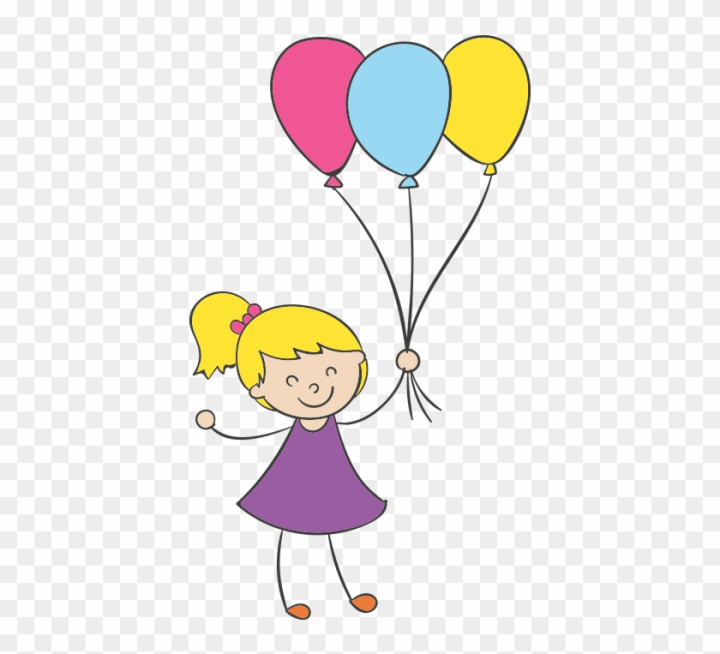 Cute cartoon girl in dress with balloons sketch Vector Image