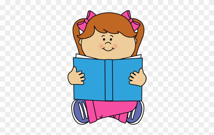 girl reading a book clipart