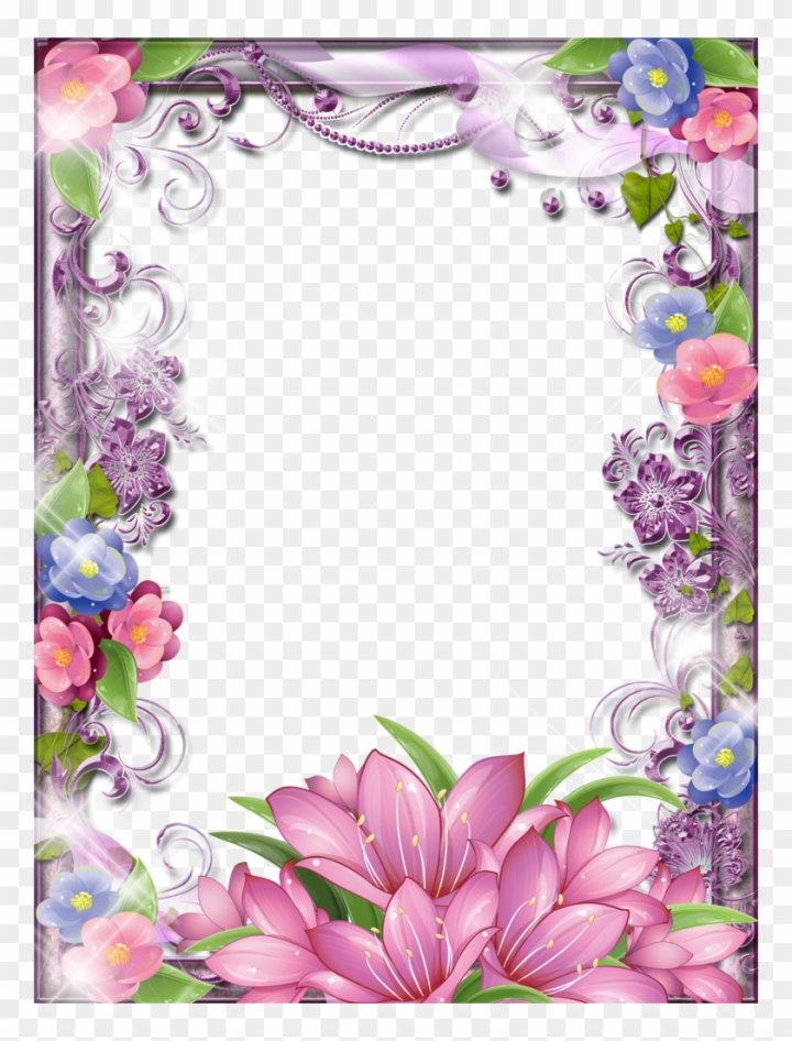 Free: Purple Flower Clipart Glitter - Beautiful Borders For Projects -  