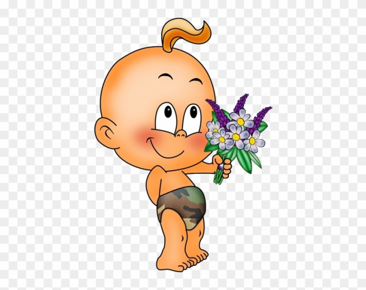 Free: Cute Baby With Flowers Cartoon Clip Art Images Are - Png Cute Cartoon  Flowers No Background 