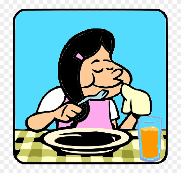girl eat breakfast cartoon