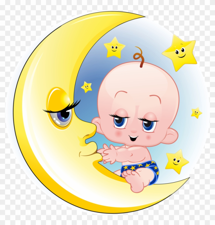 Free: Baby Girl And Boy On Moon Cartoon Clip Art Images Funny - Cartoon Baby  On Moon 