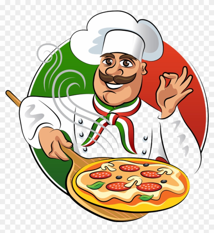 Chef Pizza Box Full Picture Stock Clipart, Royalty-Free