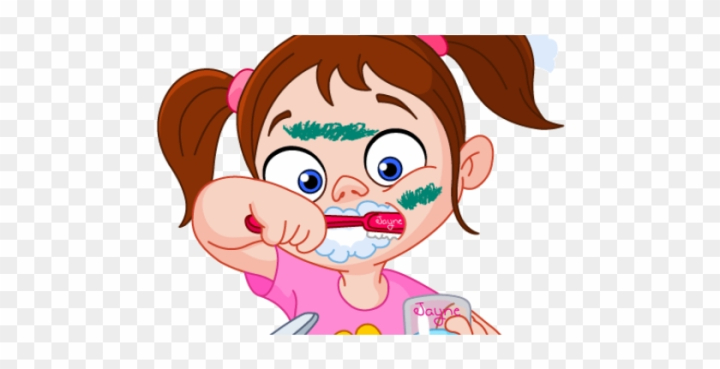 Free: Illustration Of Girl Brushing Her Teeth - Girl Brushing Teeth Cartoon  