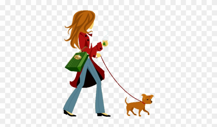 Free: Cartoon Dogs Walking - Girl Walking A Dog 