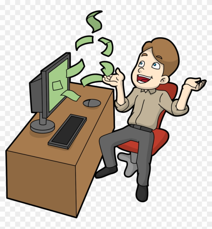 Free: Cartoon Man Making Lots Of Money Online - Money 