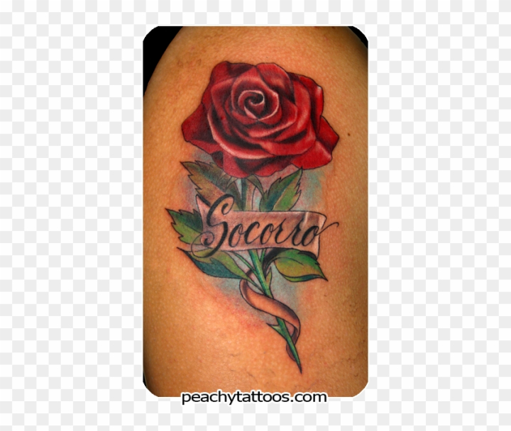 Free: Faith And Mama Banner Nice Red Rose Old School Tattoo - Rose Tattoo  Design With Name 