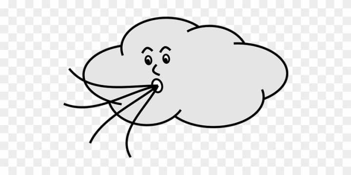 cloud face blowing wind drawing