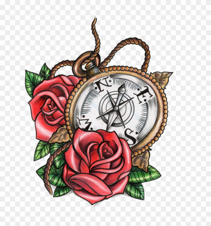 Free: Tattoo Rose Old School Ancre Tatoo Antique Compass - Tattoo Old  School Rose 