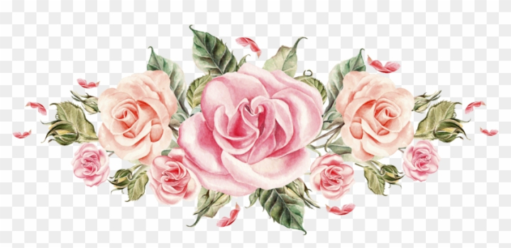 Free: Bouquet Of Roses, Material Flowers, Cartoon Flowers, - Watercolor  Pink Roses Png 
