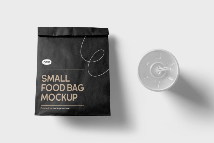 Free,Small,Food,Bag,Mockup,bag,cup,eco,fast food,food,label,lid,packaging,paper,small,take away