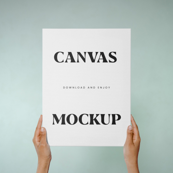 Canvas,Mockup,Free,in,Hands,big,download,frame,freebie,hand holding,interior,paper,photo,picture,plant,poster,square,wall