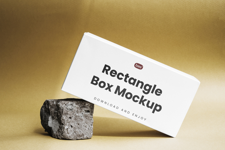 Free,Paper,Box,on,Rock,Mockup,box,eco,label,packaging,paper