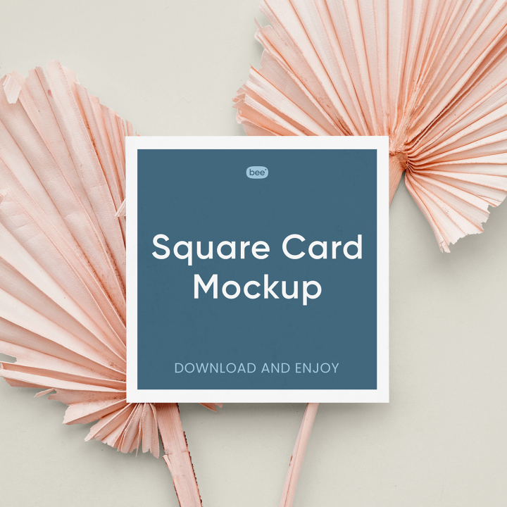 Free,Square,Card,on,Leaves,Mockup,eco card,flyer,greeting card,invitation card,leaflet,paper card,post card,stationery
