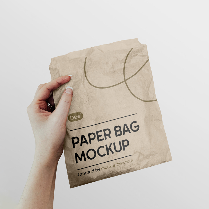 Free,Square,Food,Bag,Mockup,eco bag,food bag,packaging,paper bag,take away bag