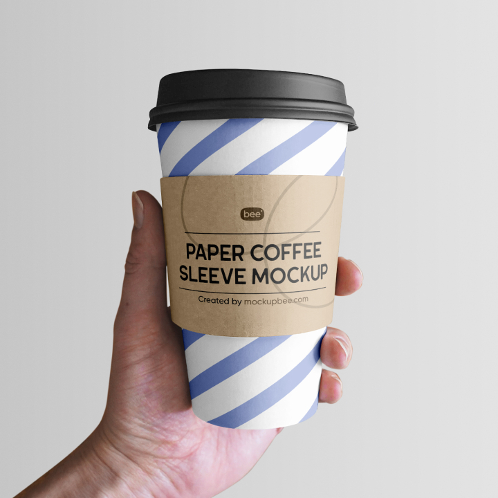 Free,Paper,Cup,with,Sleeve,Mockup,coffee cup,coffee sleeve,eco paper cup,packaging,paper cup,paper sleeve,take away