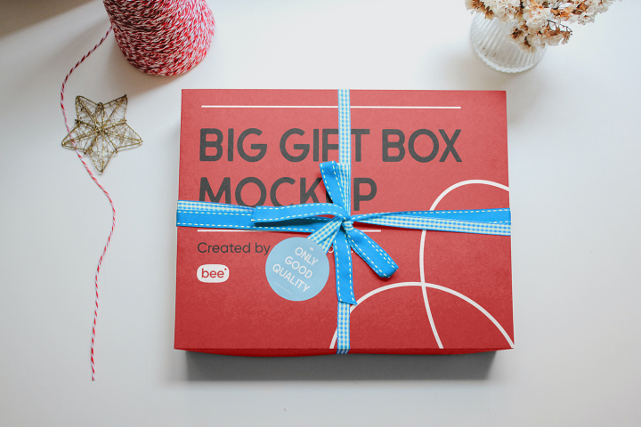 Free,Christmas,Gift,Box,Mockup,cover box,eco box,label box,packaging,paper box,present box