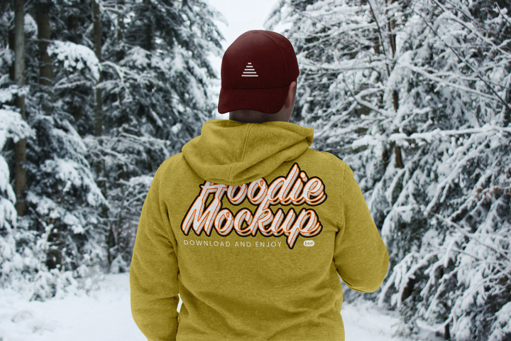 Free,Hoodie,in,Winter,Mockup,back view,blouse,cotton hoodie,hoodie,hoodie mockup,sweatshirt