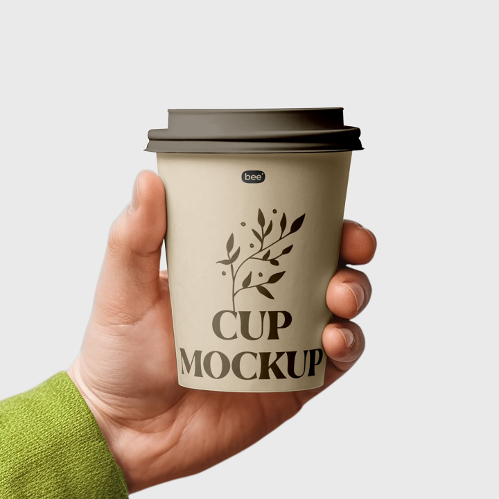 Free,Medium,Paper,Cup,in,Hand,Mockup,coffee cup,eco paper cup,packaging,paper cup,take away