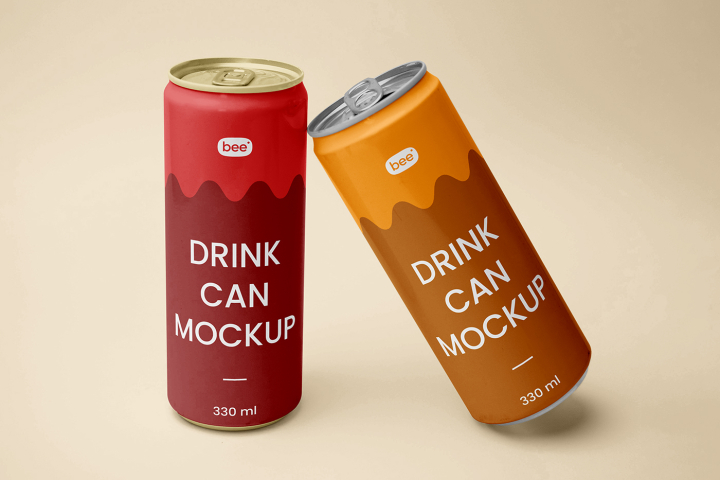 Free,Double,Aluminum,Can,Mockups,aluminium can,beer can,label can,metal can,packaging,soda can