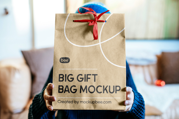 Free,Big,Eco,Gift,Bag,Mockup,eco bag,gift bag,packaging,paper bag,shopping bag,tote bag
