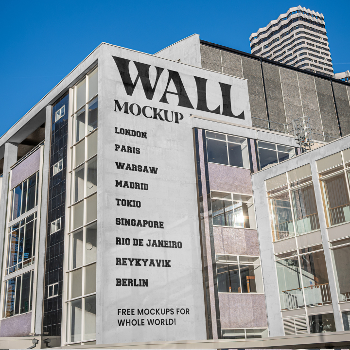 Free,Vertical,Wall,Mockup,building,concrete,gallery,grafitti,mural,shopping center,wall