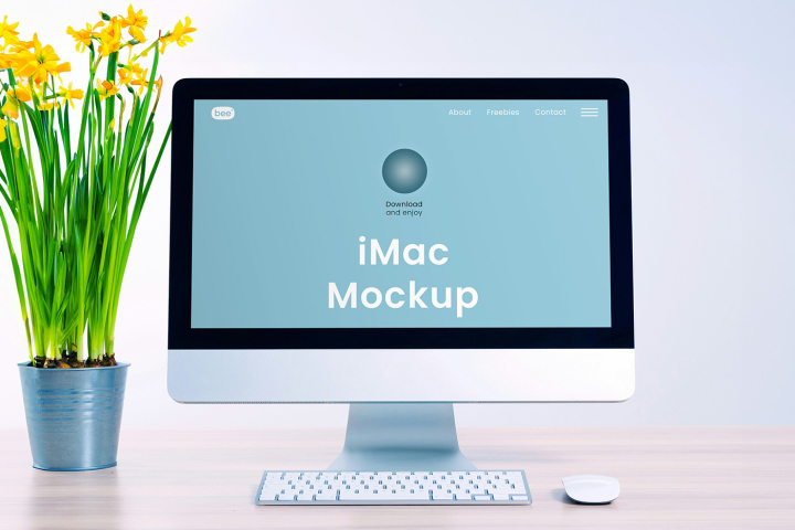 Free,iMac,with,Flower,Mockup,apple,computer,desktop,device,display,imac screen,retina