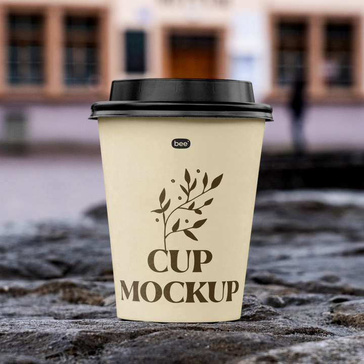 Free,Paper,Cup,on,Stone,Wall,Mockup,coffee cup,eco paper cup,packaging,paper cup,take away