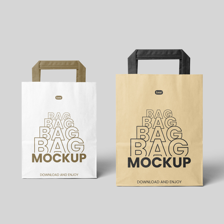 Free,Standing,Paper,Bag,Mockups,fashion,material,paper,paper bag,shopping bag,tote bag