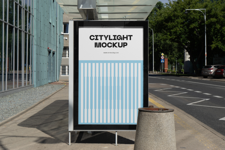Citylight,on,a,Bus,Stop,PSD,Mockup