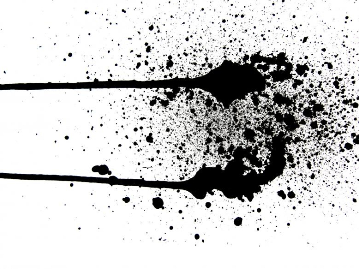 Black paint splatter. Messy ink dirty spot