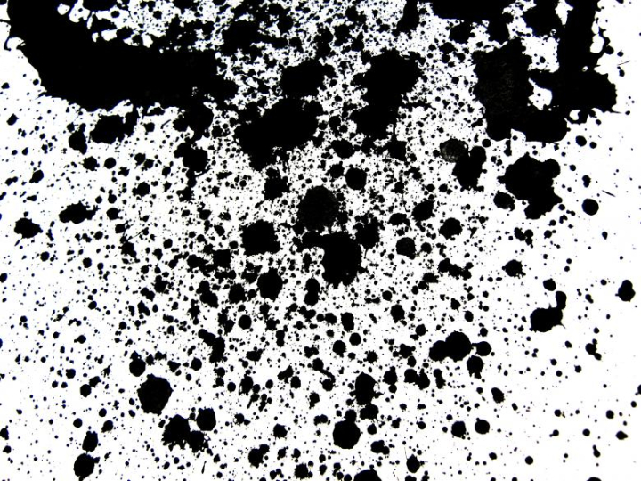 Black paint splatter. Messy ink dirty spot