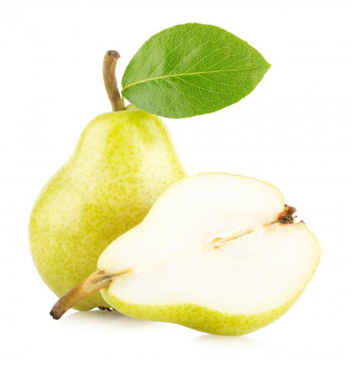 Fresh organic pears on a white background