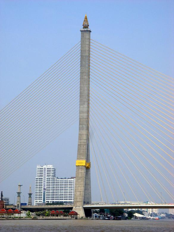 rama,viii,bridge,tower,cable-stayed,river,chao,phraya,bangkok,thailand,netstockvault