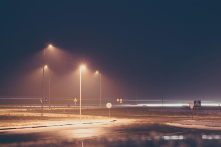 night,lights,fog,winter,roads,street,city,water,netstockvault