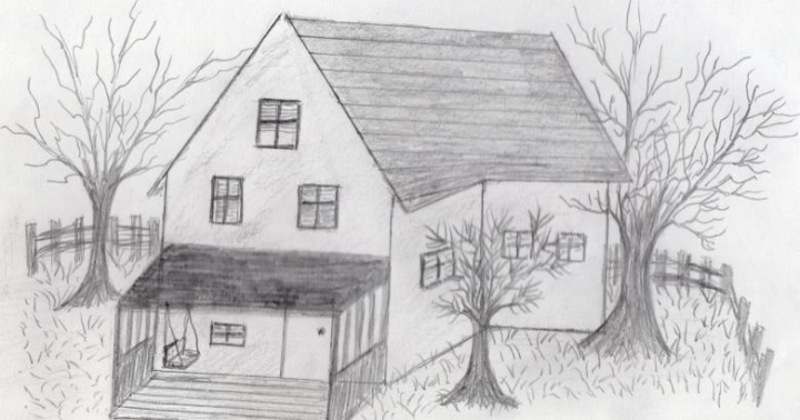 Easy House Tree Scenery Step by Step Drawing | Step by step drawing, Tree  house, Drawings