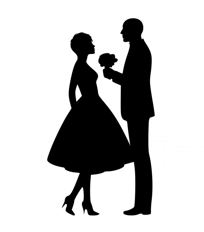 love,woman,man,silhouette,couple,flower,gift,people,together,valentines,netstockvault