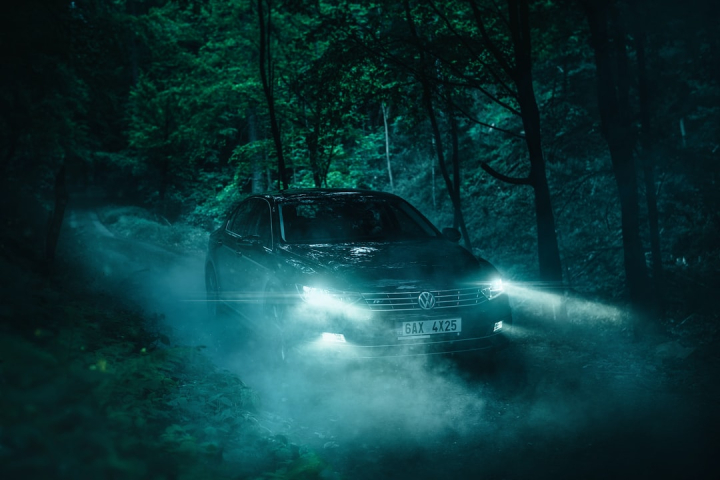 Free: Car at night in the forest - Volkswagen 