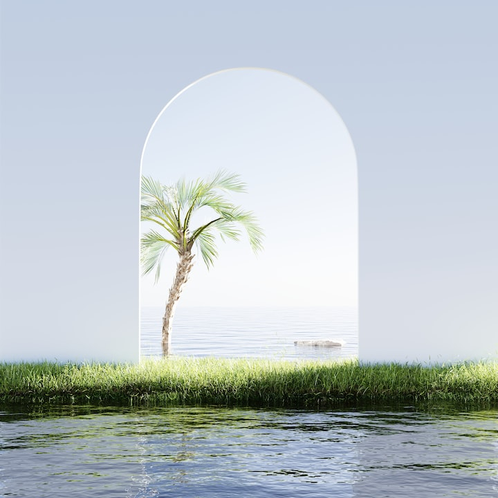 render,digital image,hd 3d wallpapers,tree images & pictures,grass backgrounds,hd water wallpapers,calm,minimal,summer images & pictures,palm tree pictures & images,landscape images & pictures,outdoors,nature images,hd scenery wallpapers,vegetation,arch,hd sky wallpapers,sea,land,hd wallpapers,unsplash