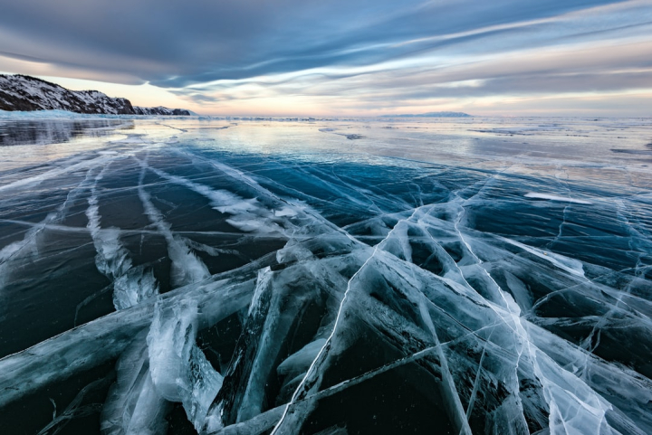 Free: Black ice. Lake Baikal in winter, Russia. 